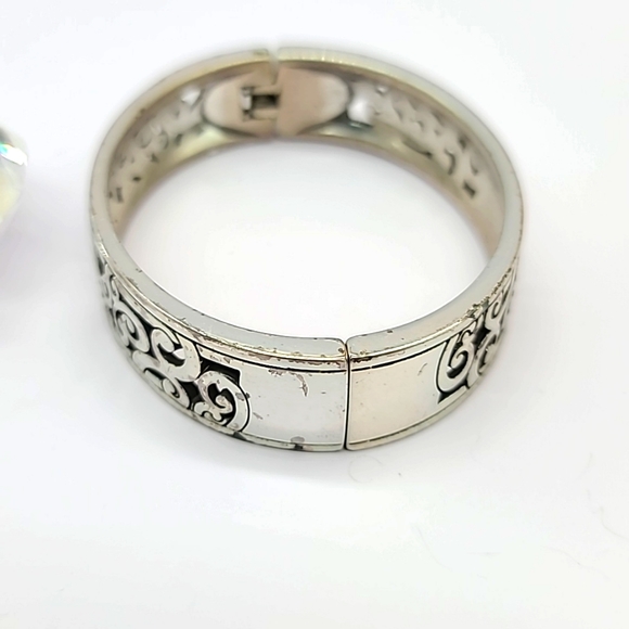 Brighton "MINGLE" Collection Modern Scrolled & Swirled Silver Hinged Bracelet! - Picture 4 of 10